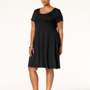 Style & Co Tunic Swing Dress Short Sleeve Black